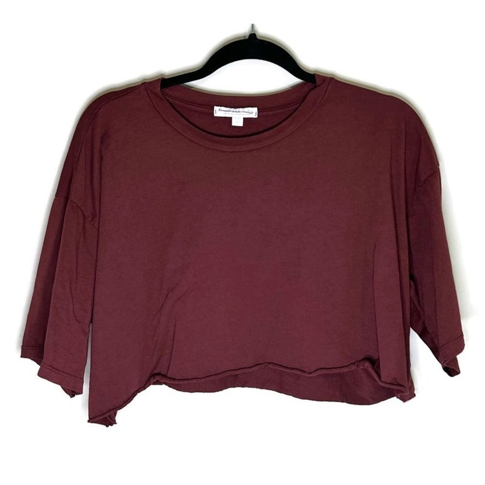 Don't Ask Why American Eagle Burgundy Cropped T-Shirt One Size Made In Italy